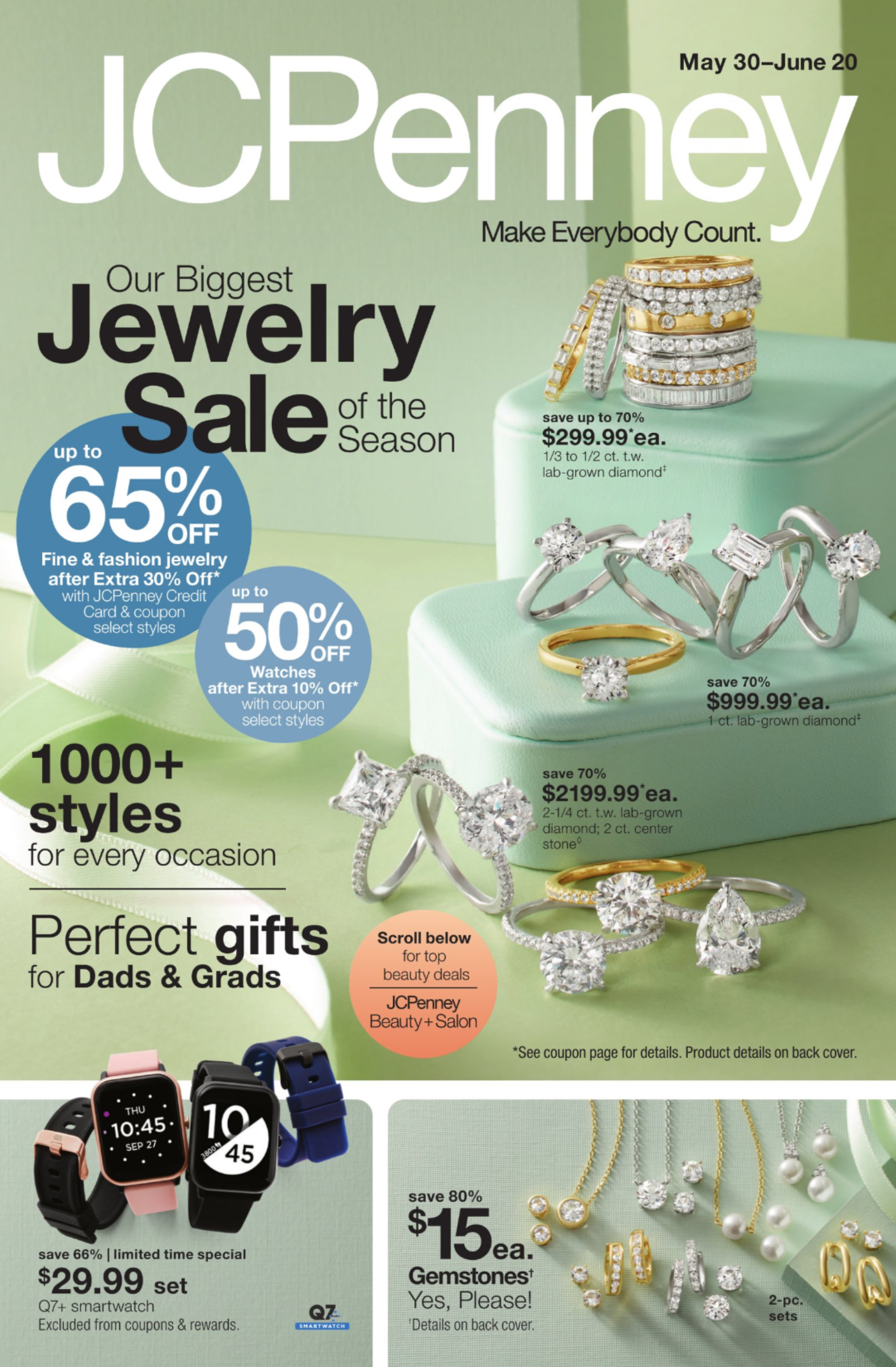 Join us in the JCPenney Fine Jewelry Department for our Biggest Sale of the Season, where you can purchase your selections at prices up to 65% Off when you use your JCPenney Card and coupon. Now until 6/20, so stop in Today