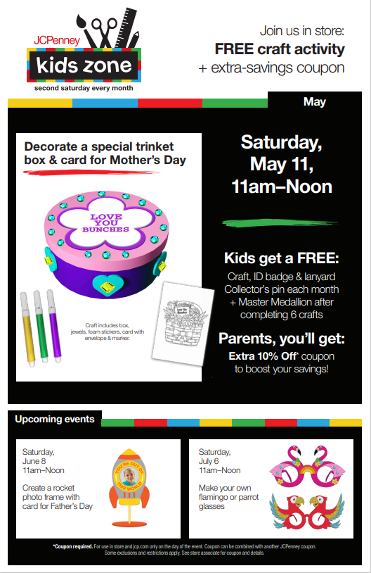 Join us in store: Free craft activities + extra savings coupon. See store for more details.