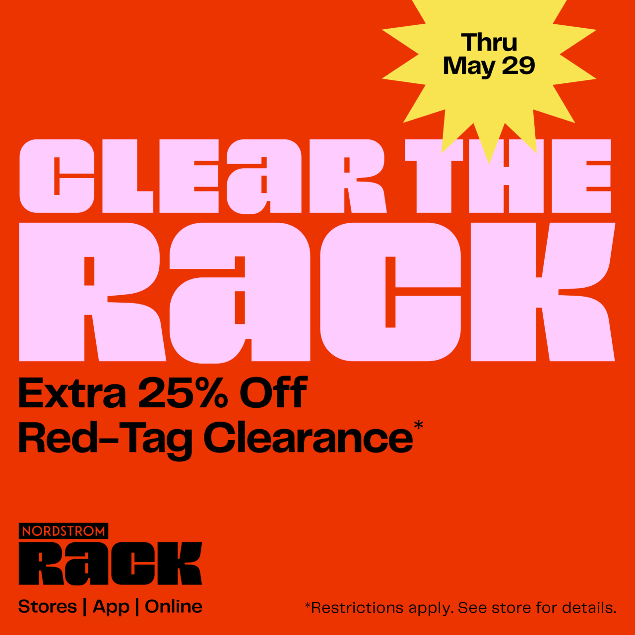 Clear the rack extra 25% off red-tag clearance
